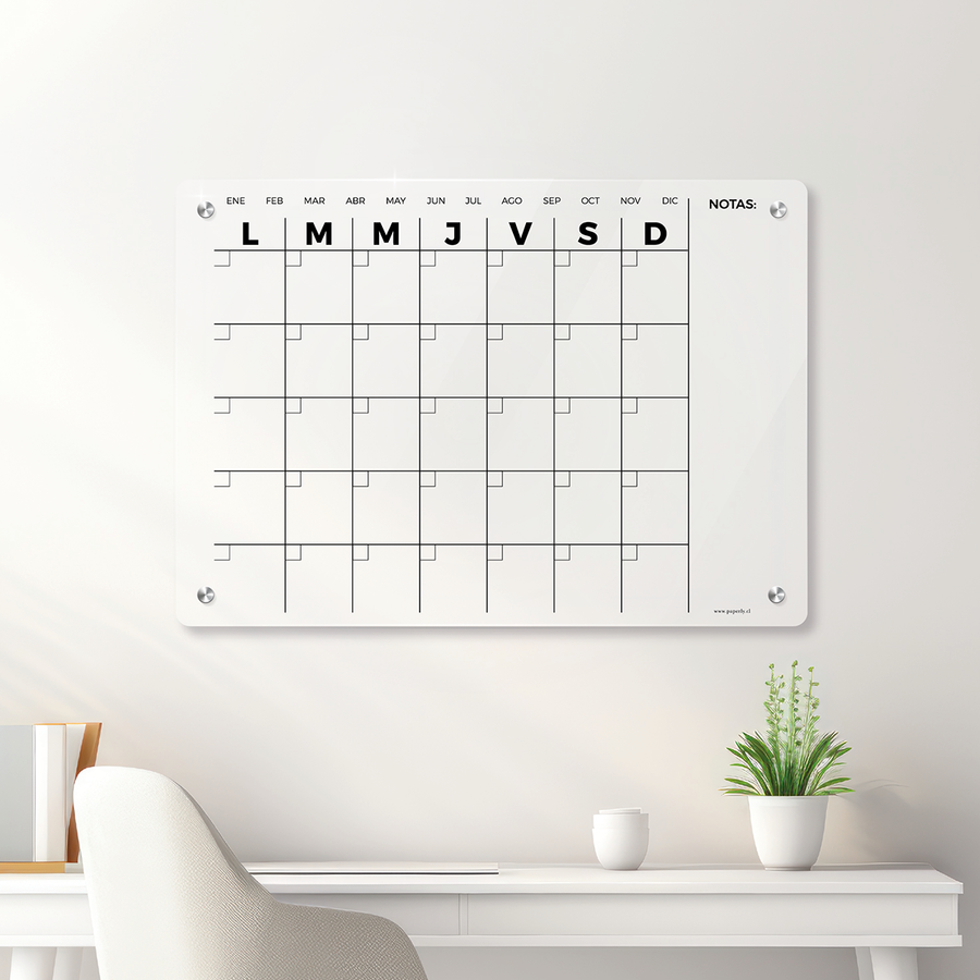Calendario Acrílico Mensual Pared