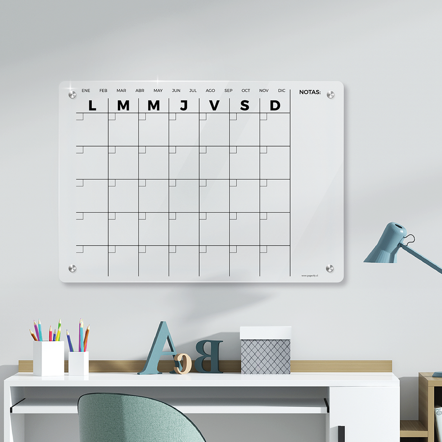 Calendario Acrílico Mensual Pared
