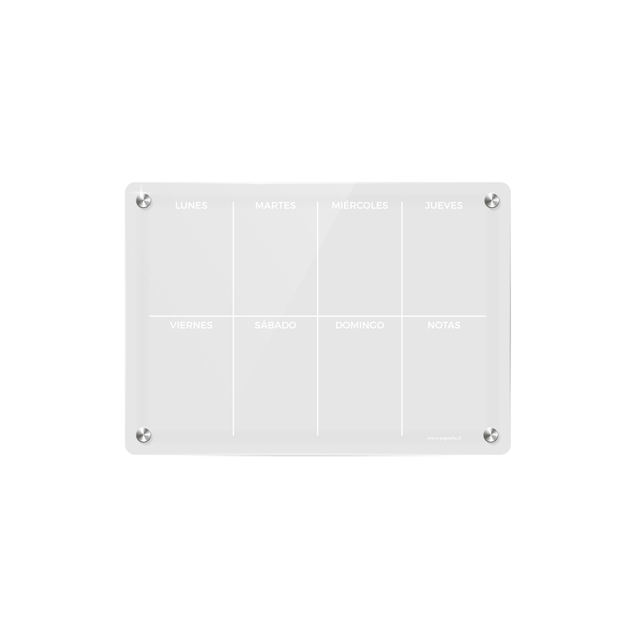 Calendario Acrílico Semanal Magnético