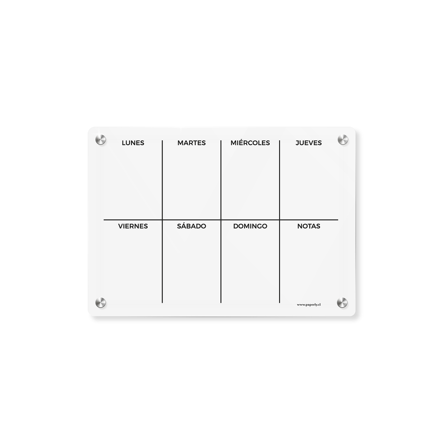 Calendario Acrílico Semanal Magnético
